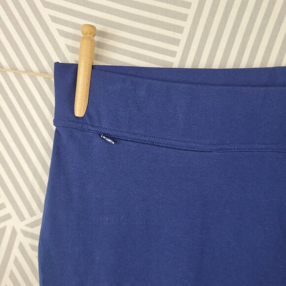 Lands End XL 18 Pull On Stretch Waist Athleasure Wide Leg Leggings Pants Navy - Picture 2 of 6